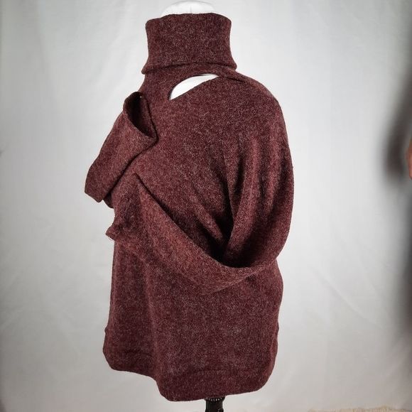 143 Story Line Up Angora blend sweater long sleeve turtleneck maroon knockout - Picture 12 of 16
